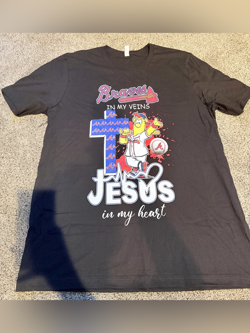 Braves 'Jesus in My Heart' Graphic Tee - Black